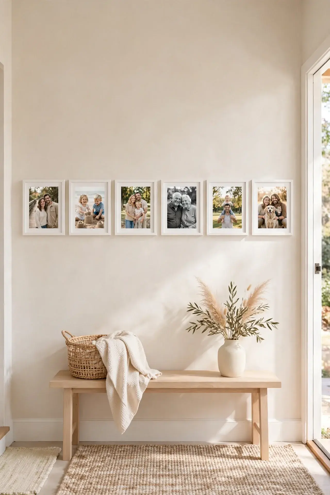 Family Photo Line for small front entryway decorating ideas