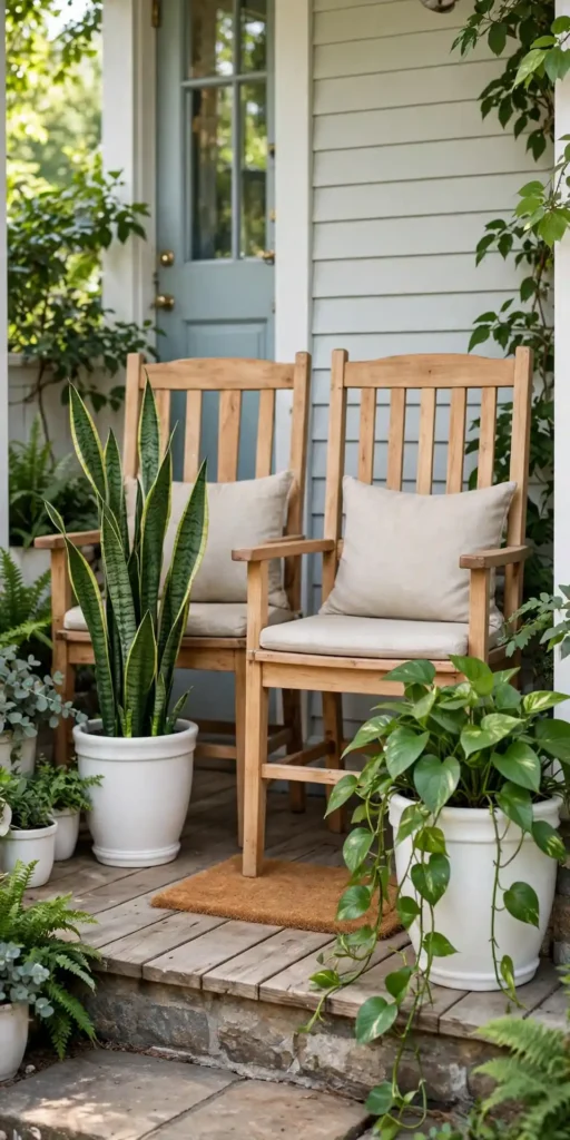 Fresh small front porch decorating ideas with seating
