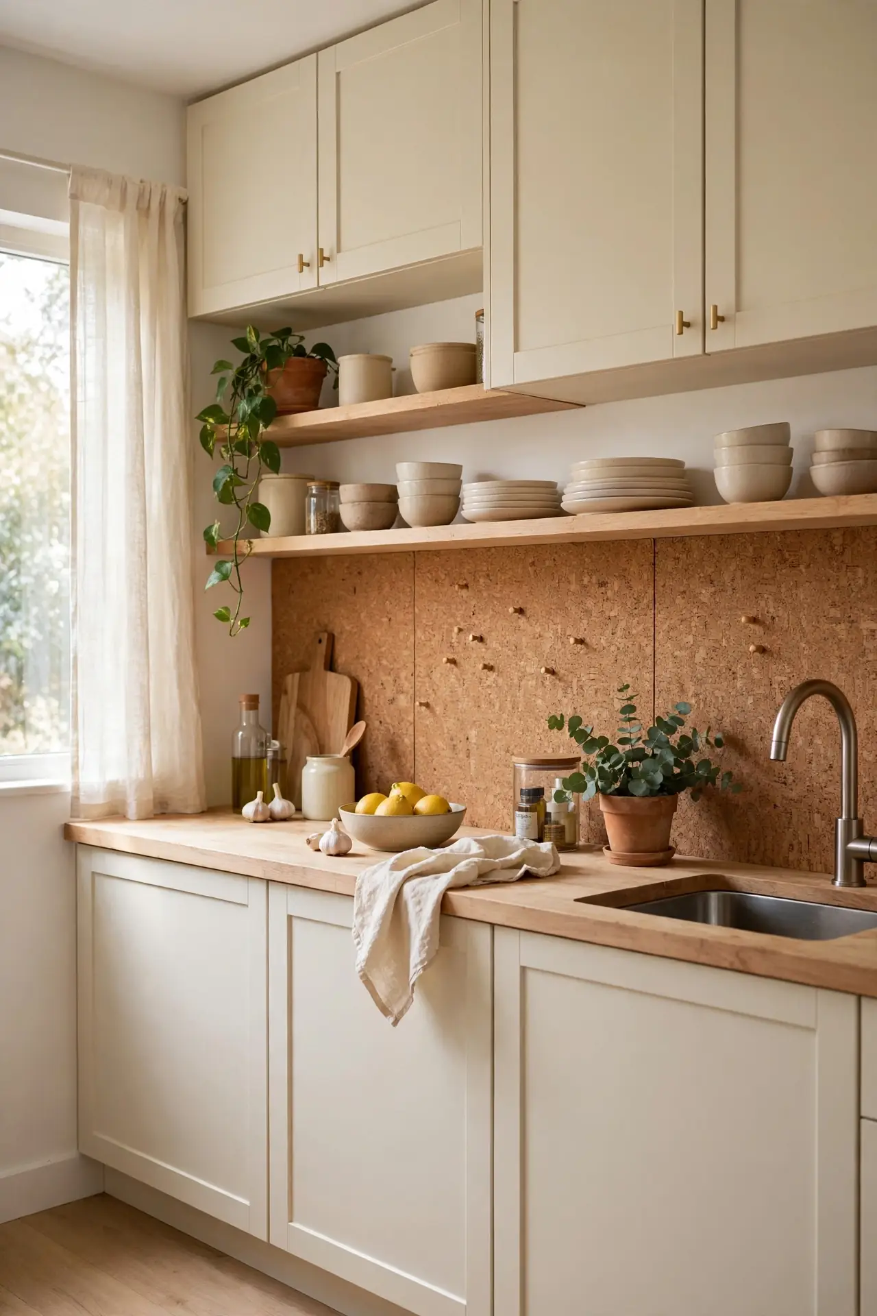 Cork Board Splash for small kitchen backsplash ideas for renters