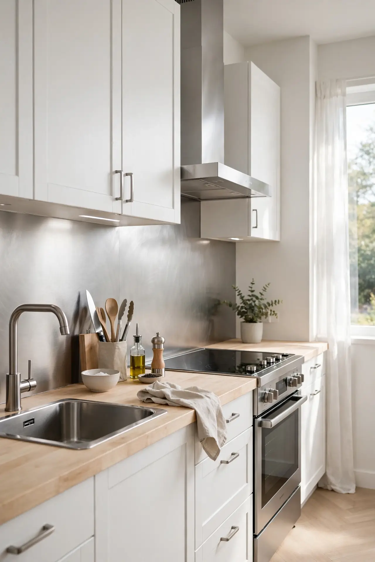 Stainless Steel Film for small kitchen backsplash ideas for renters