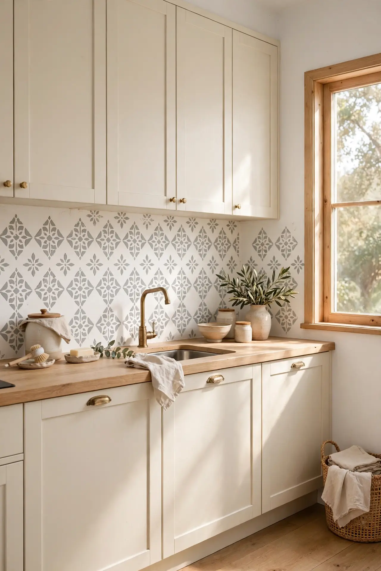 Tile Stencil Over Paint
