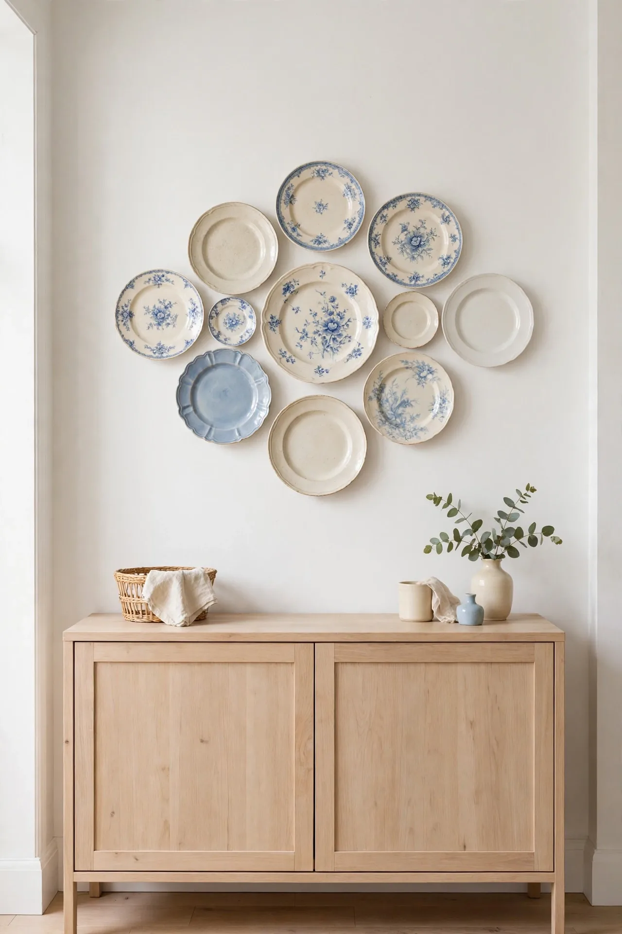 Vintage Plate Display for small kitchen wall decor ideas
