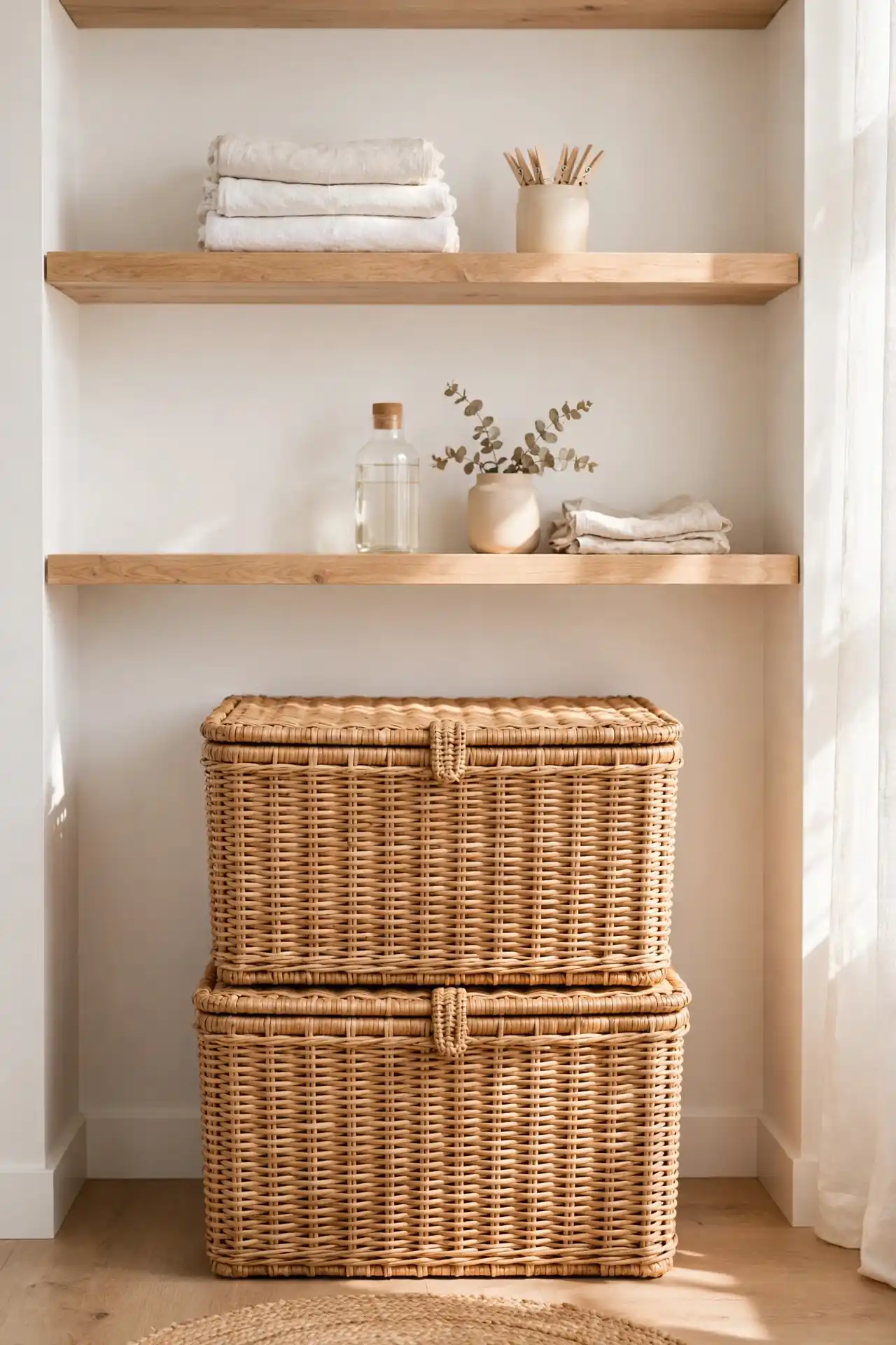 Stacked Wicker Hampers