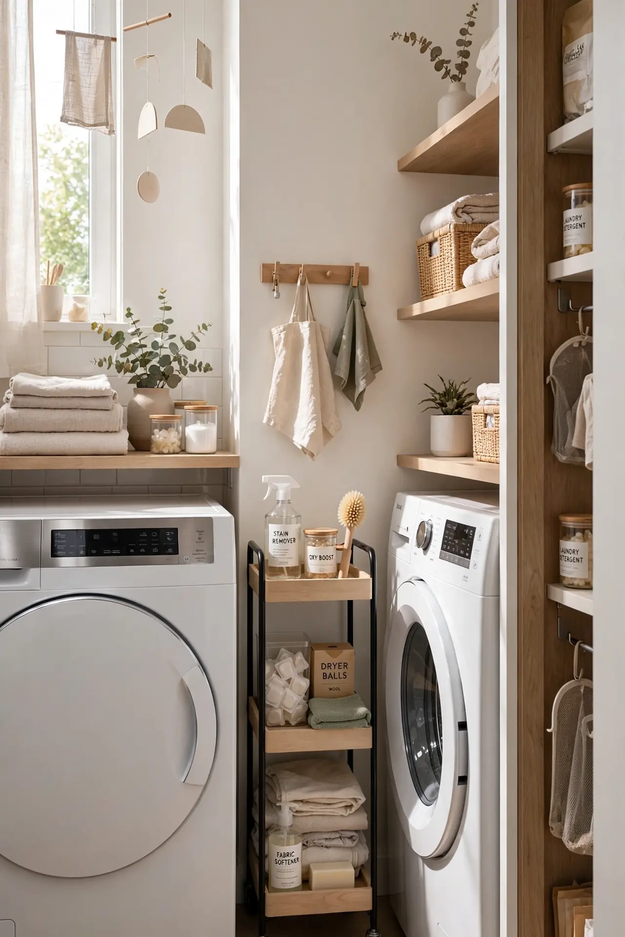 Rolling Laundry Cart with small laundry room organization ideas