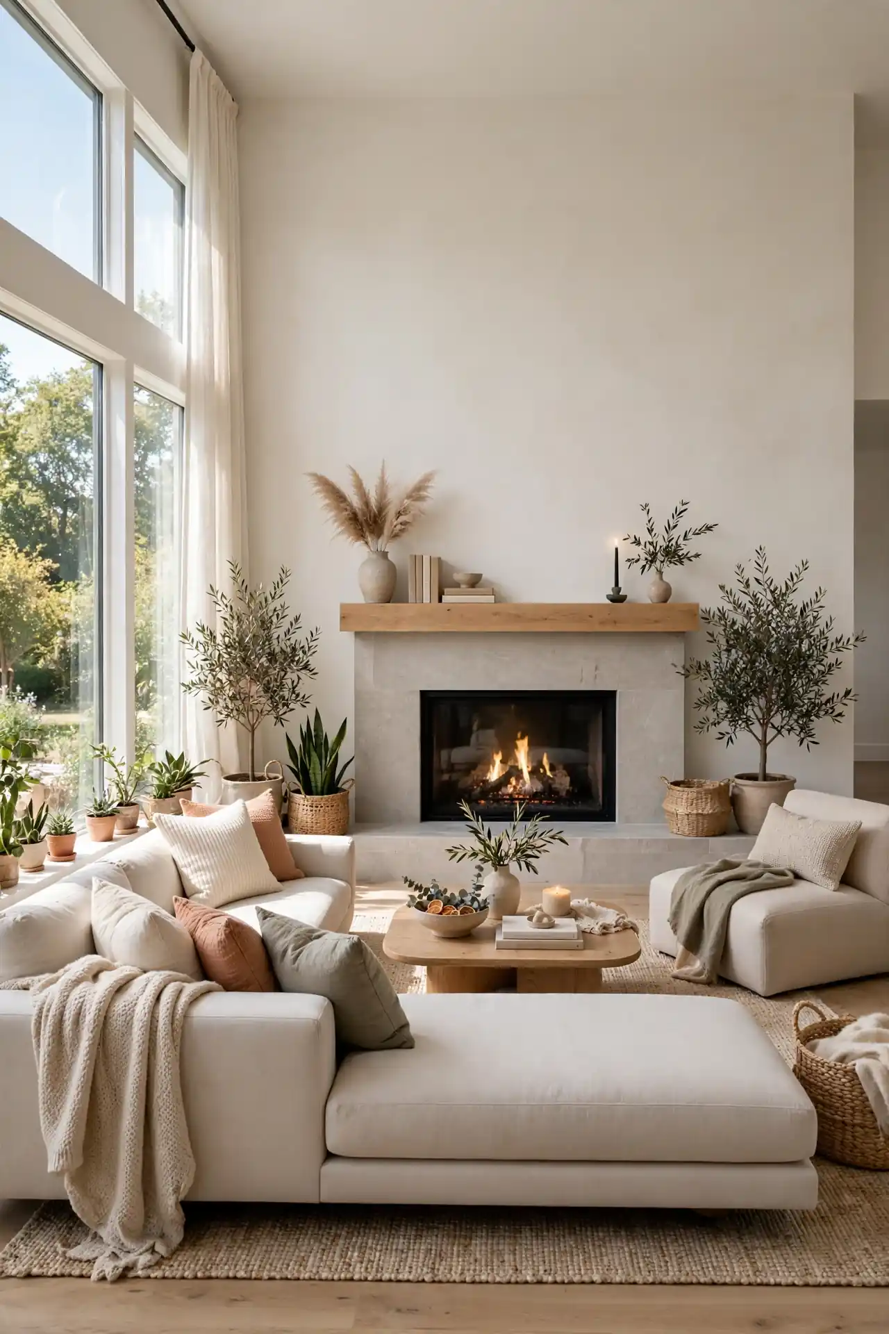 Low Profile Seating - Small Living Room Decor Ideas With Fireplace