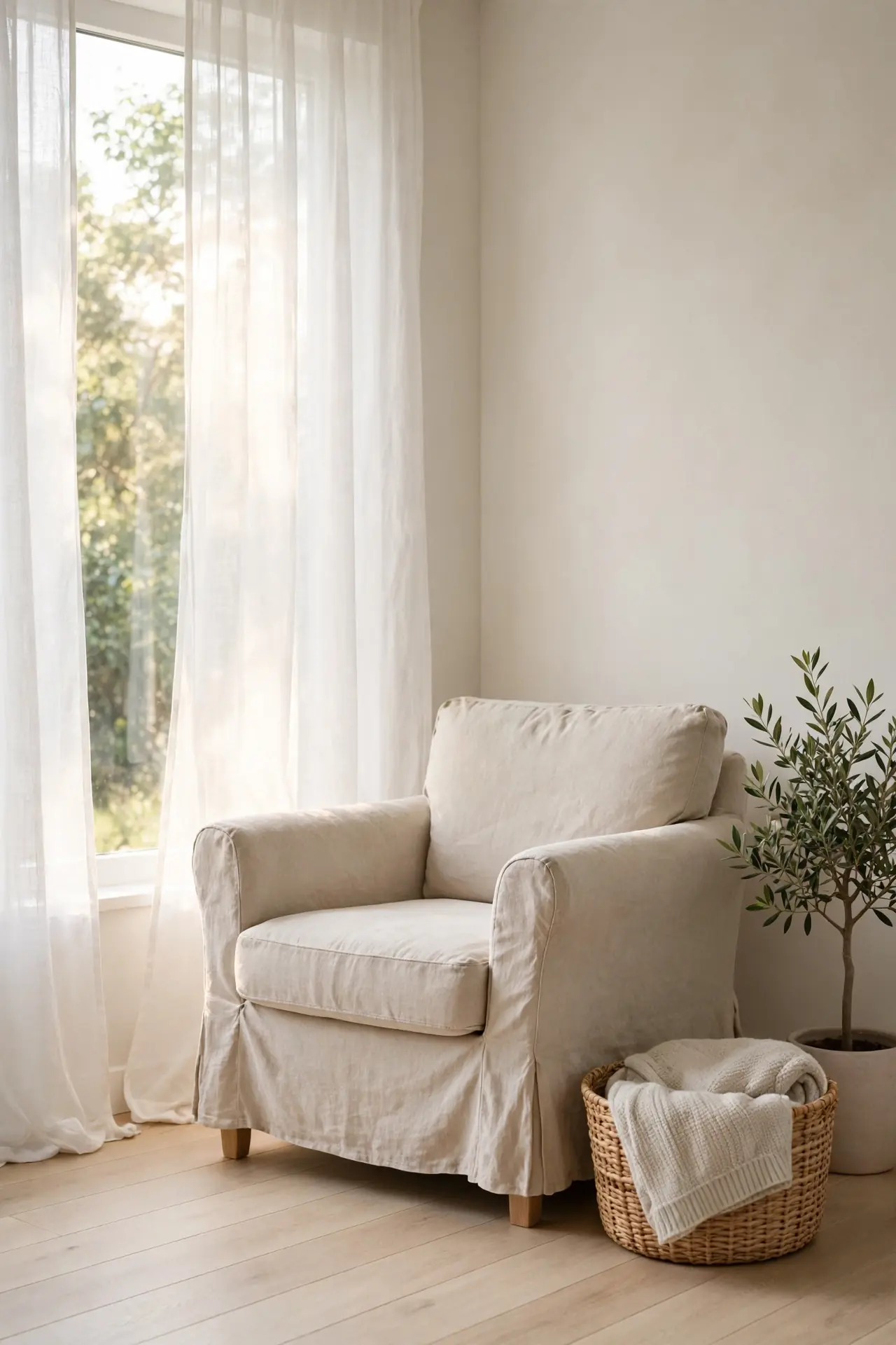 Linen Window Chair for small living room ideas with an accent chair
