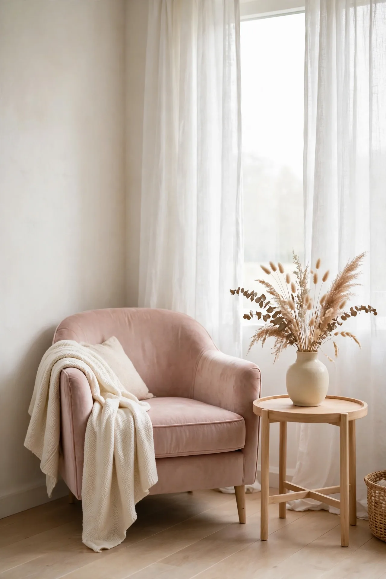 Velvet Armchair Corner for small living room ideas with an accent chair