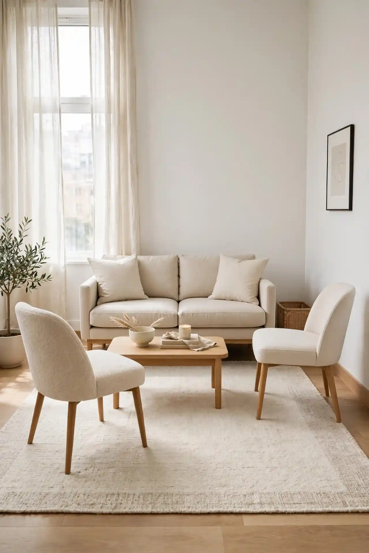 Rug Anchored Layout - Small Living Room Layout Ideas for Apartments