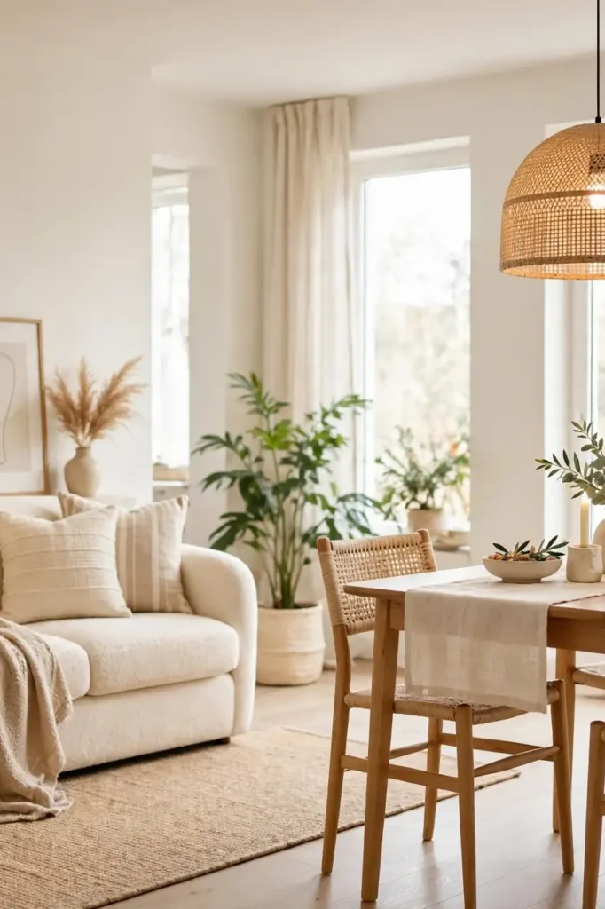 Cozy small living room with dining area
