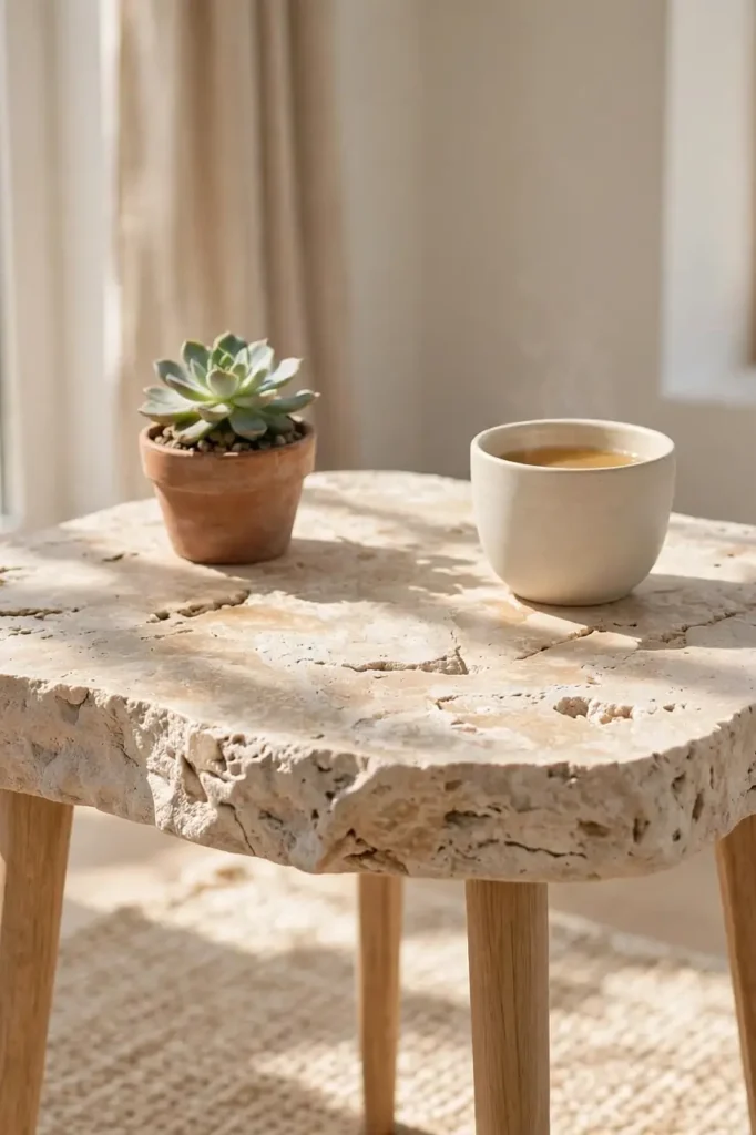 Stone Top Side Table