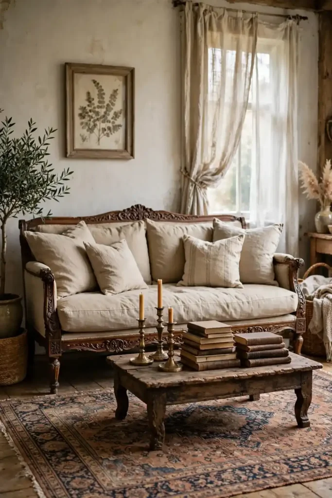 Antique Wood Frame Sofas
