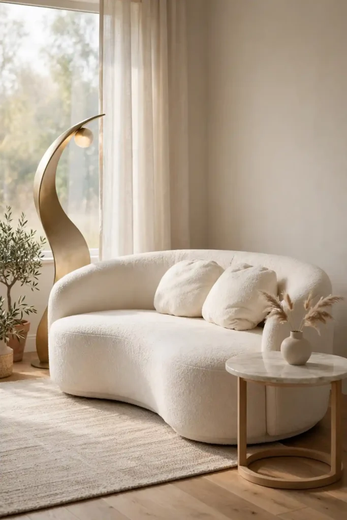 Curved Boucle Sofas