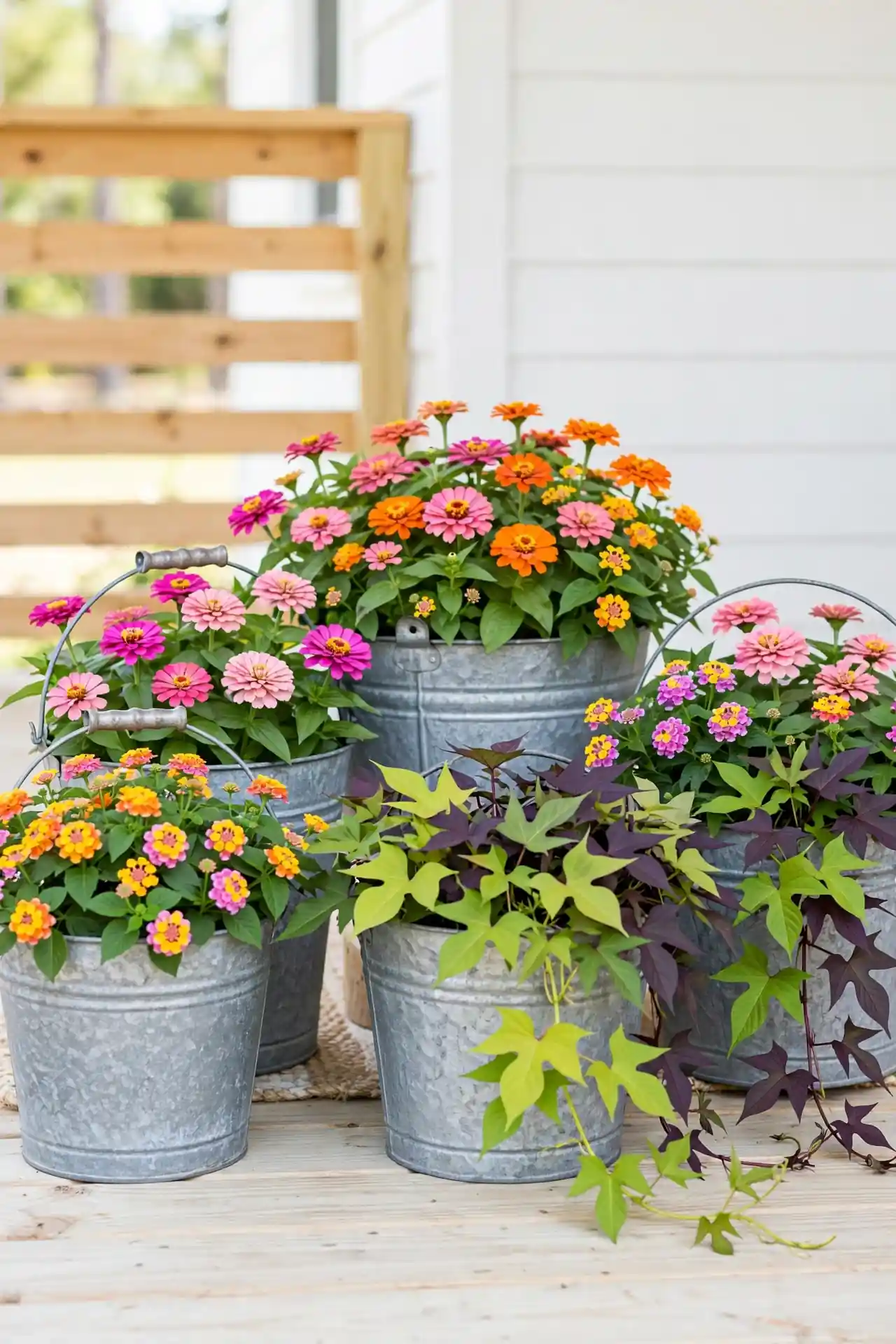 Galvanized Bucket Planters