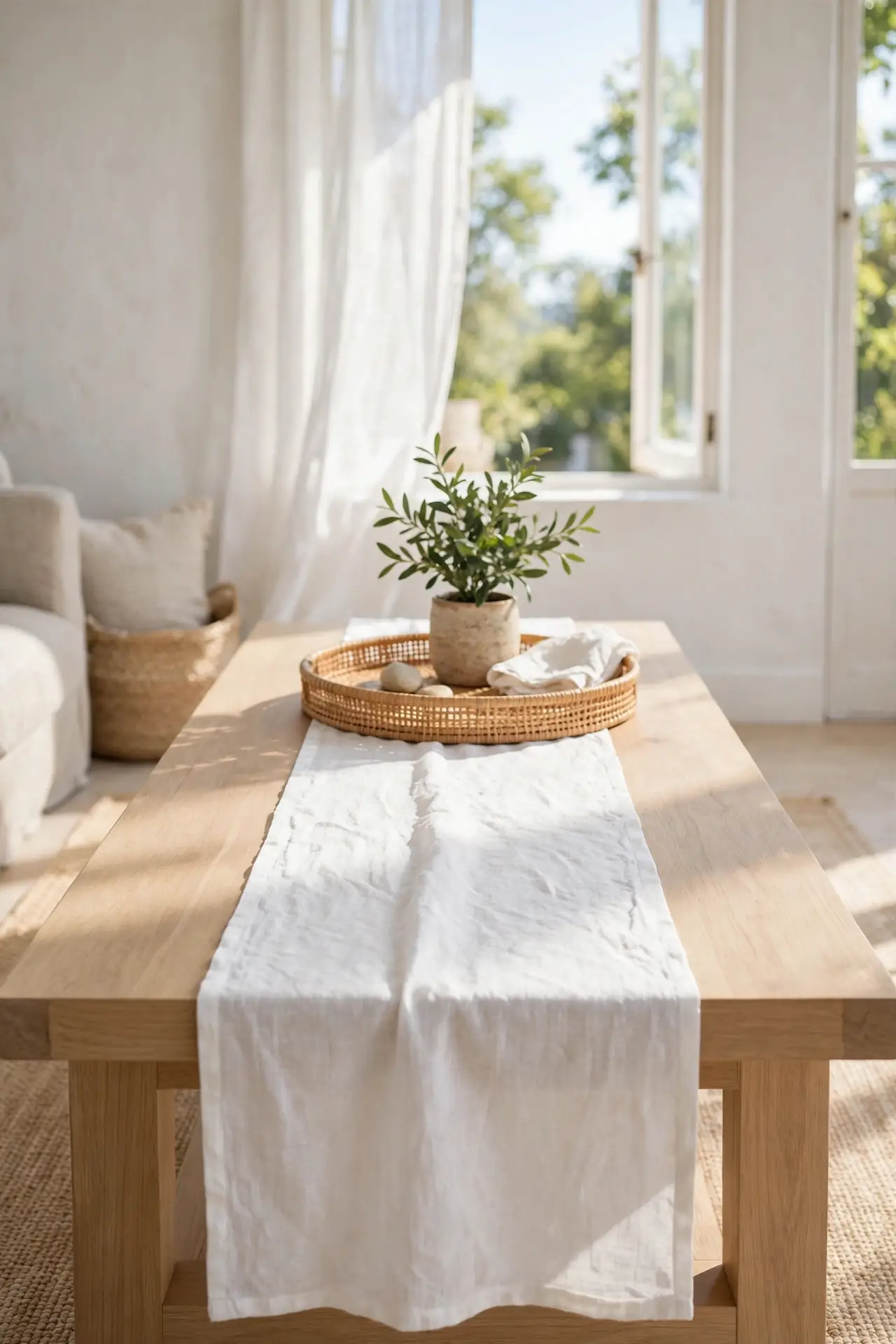 White Linen Runner