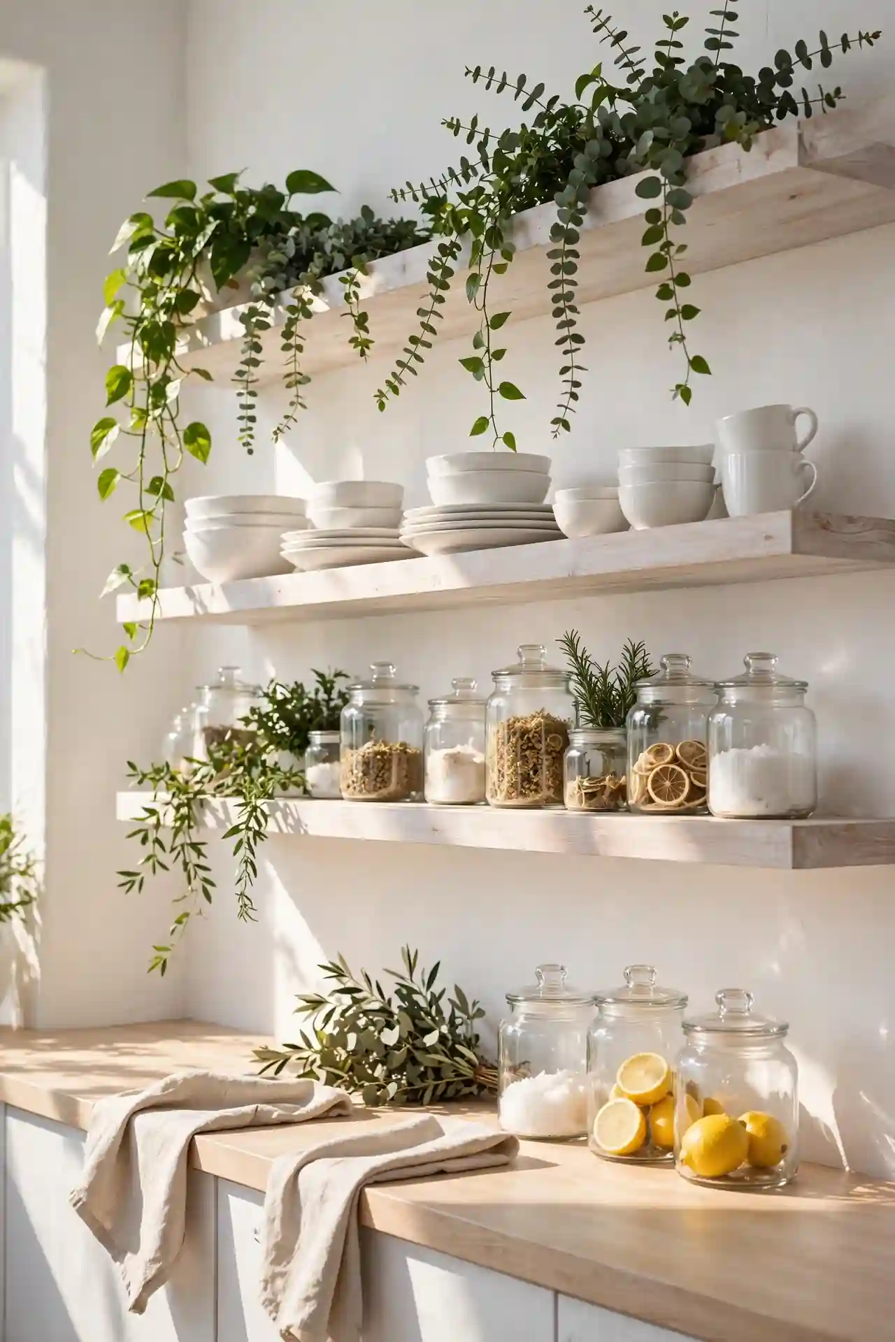 Whitewashed Open Shelves
