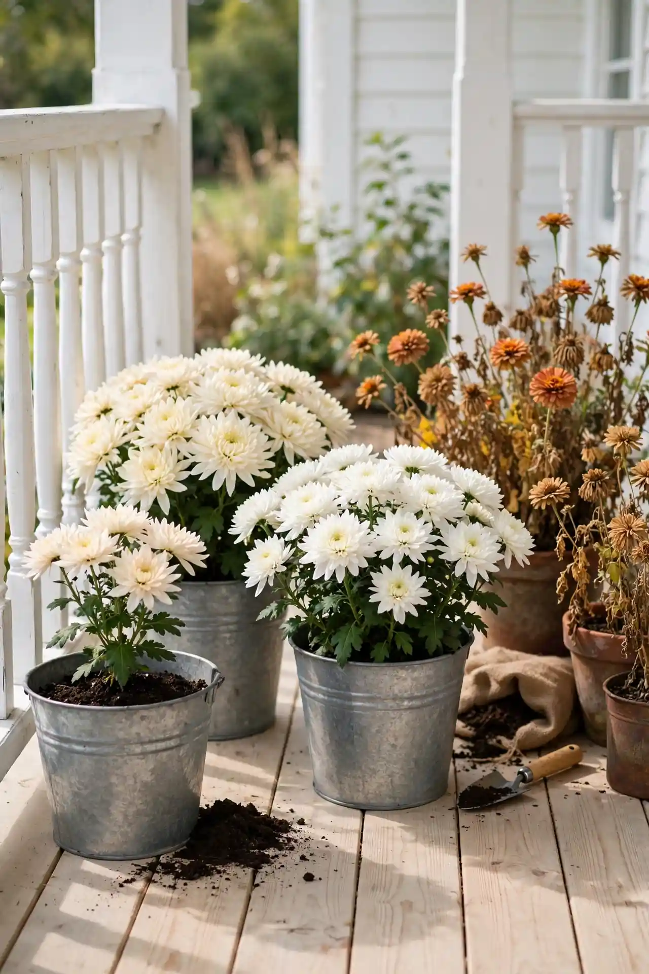 White Mum Planting