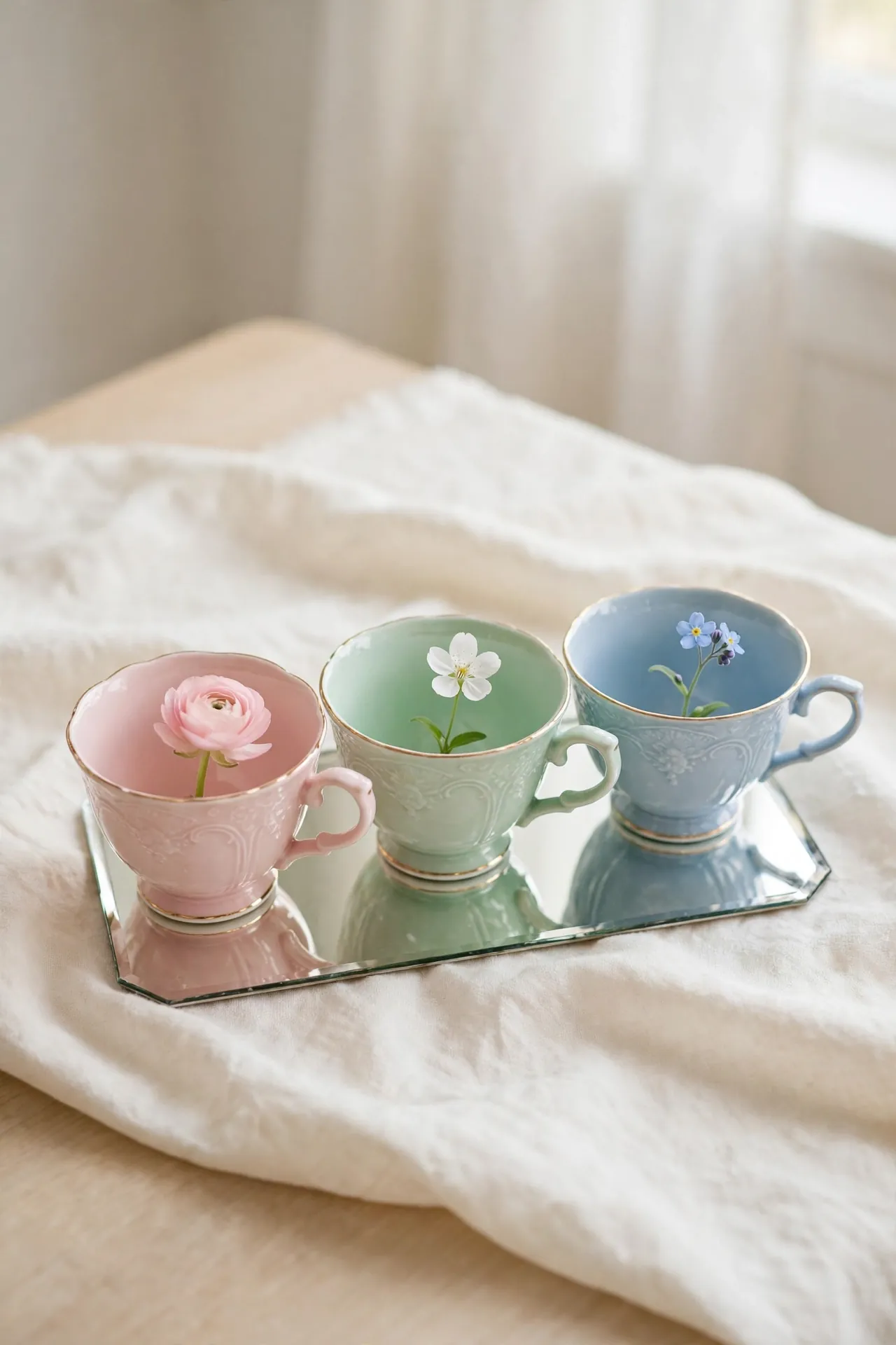 Pastel Teacup Trio