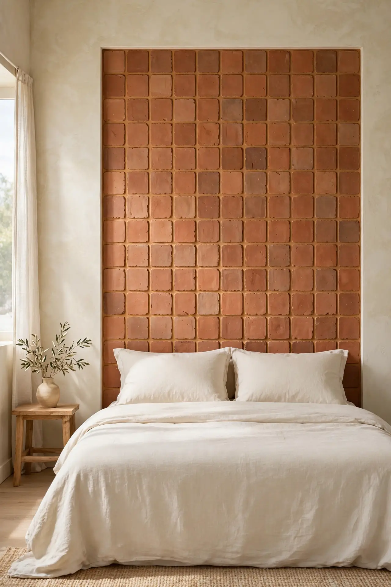 Terracotta Upholstered Bench
