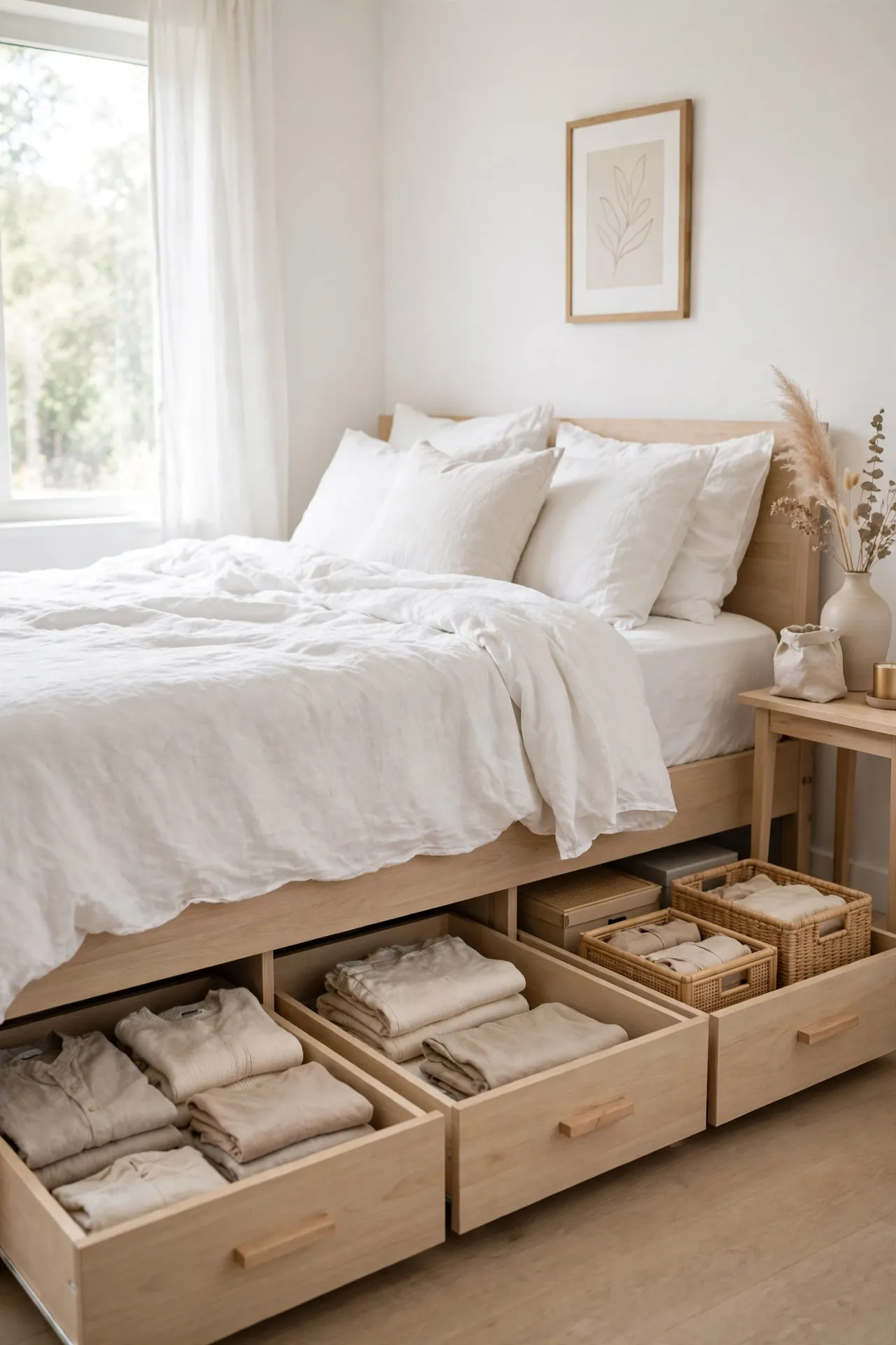 Under-Bed Storage Drawers - Tiny Bedroom Ideas With Queen Bed