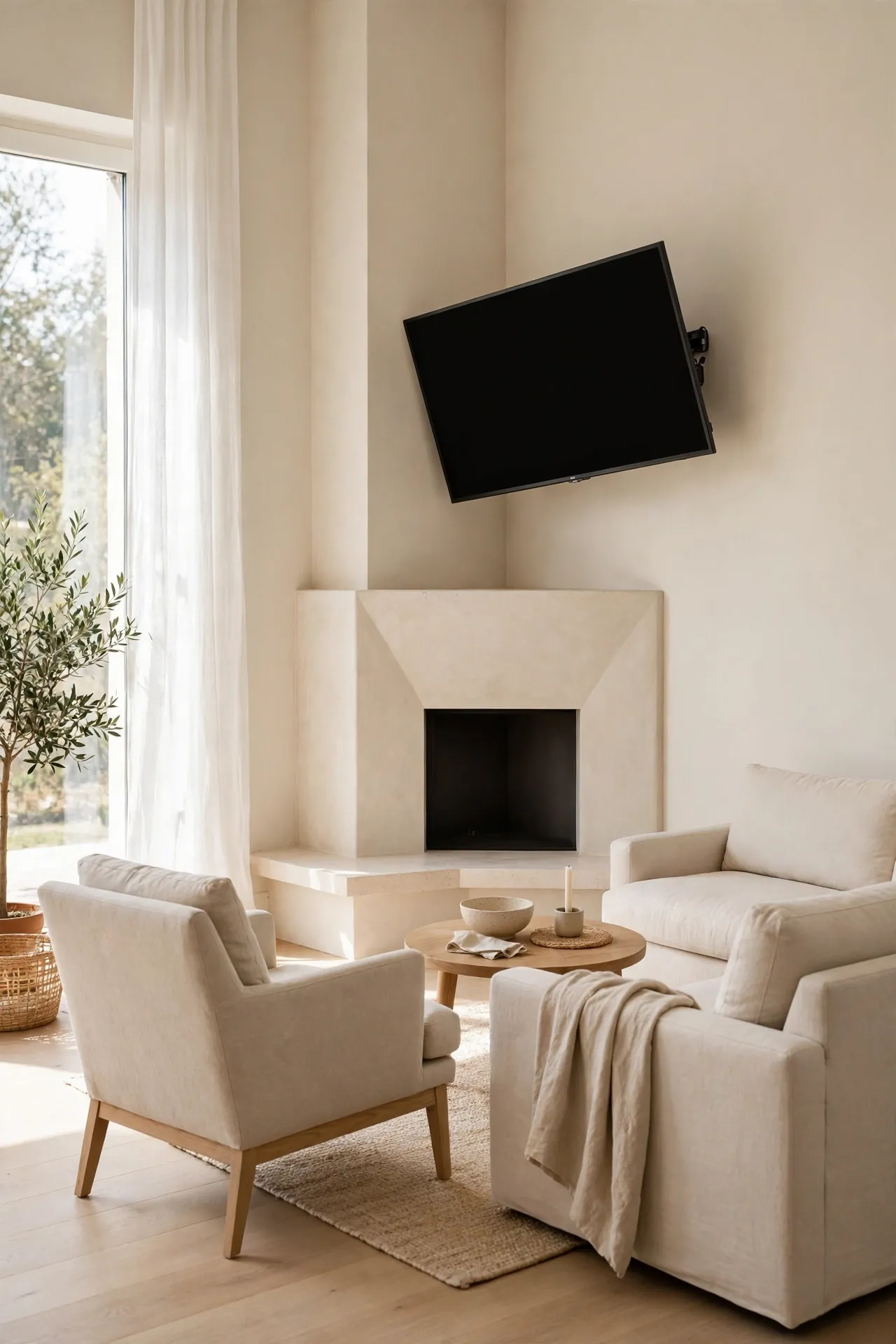 Corner Fireplace Setup