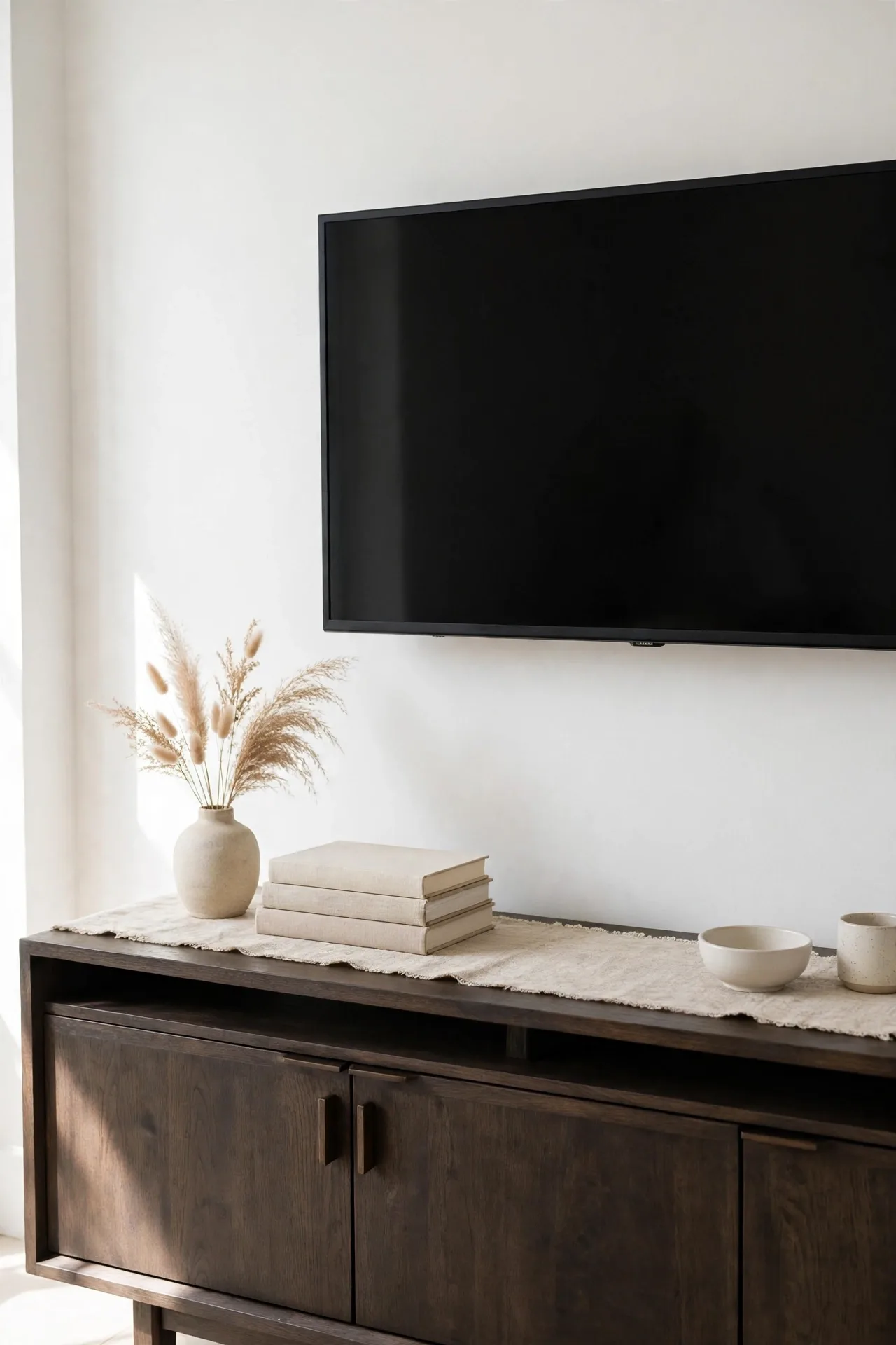 Textured Runner Base for tv stand decor ideas for modern living rooms