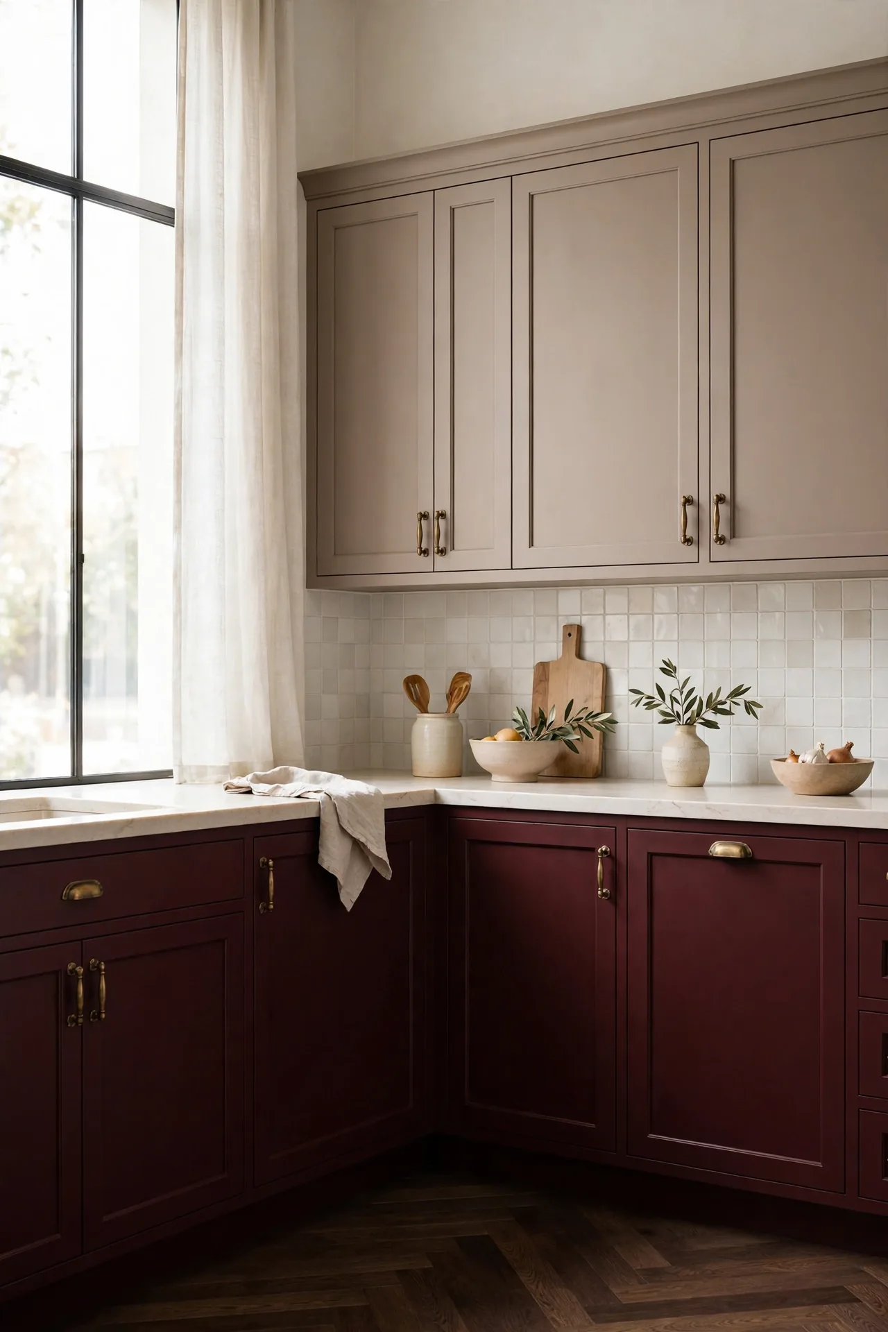 Burgundy and Warm Taupe