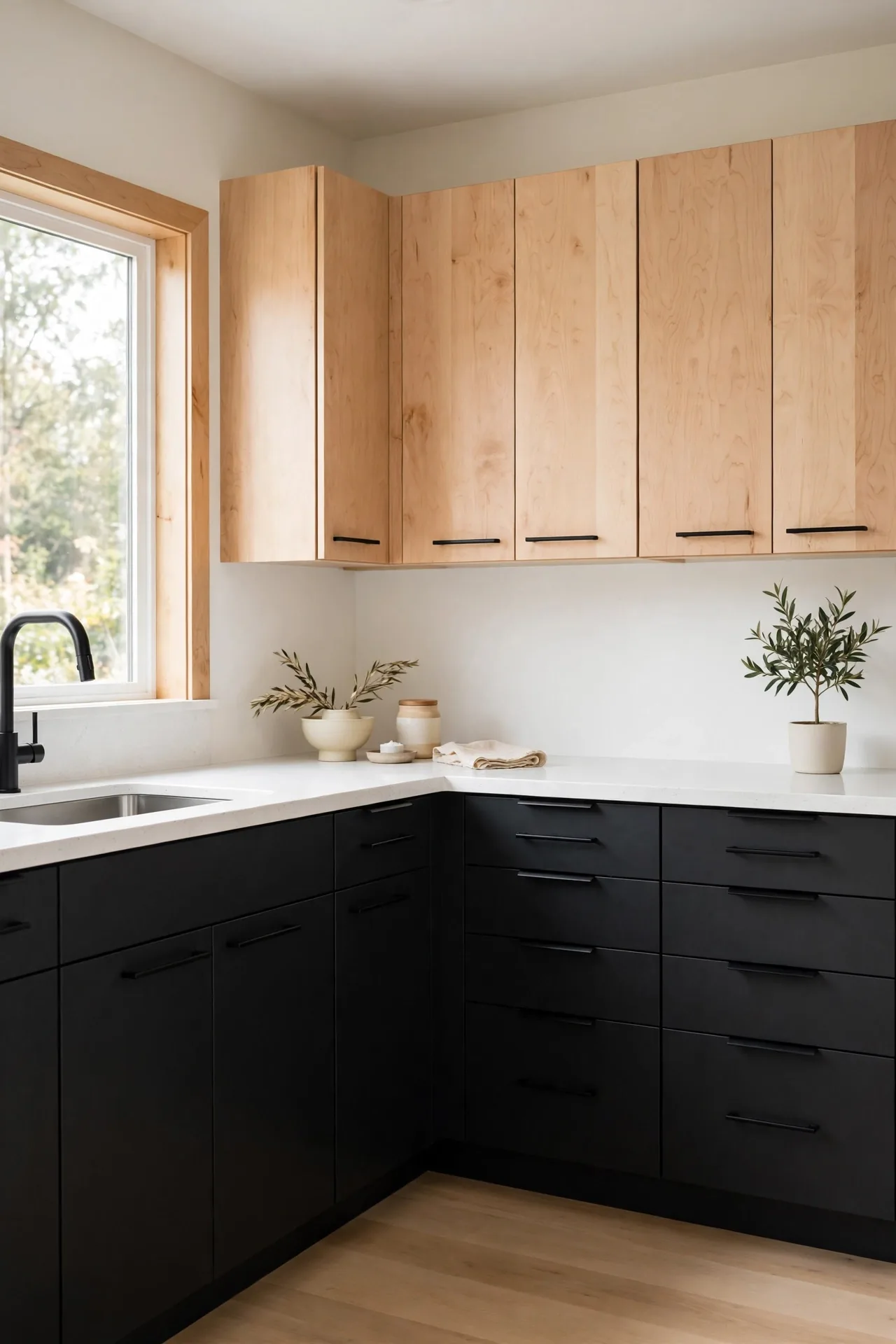 Matte Black and Natural Maple