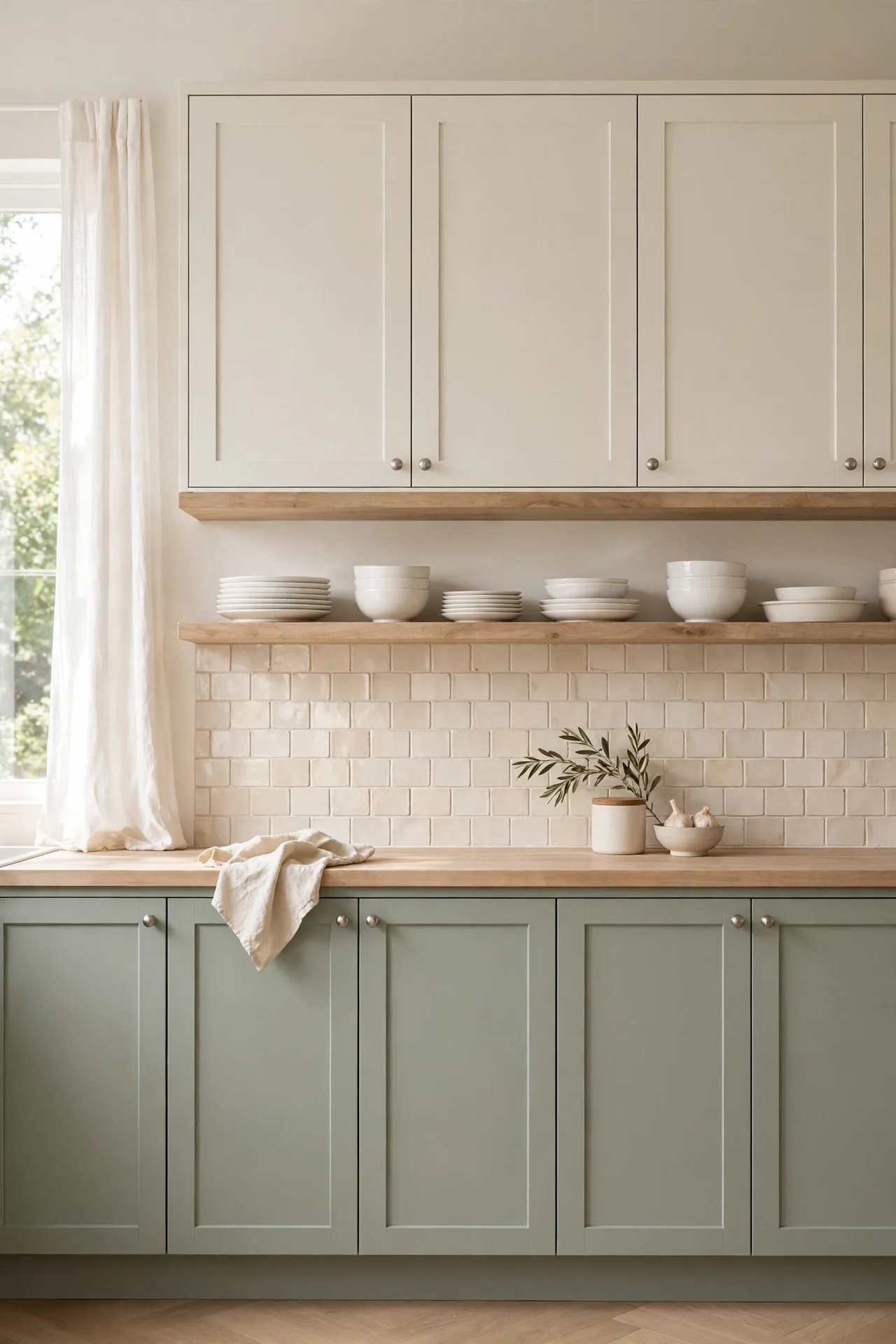 Sage Green and Warm Cream