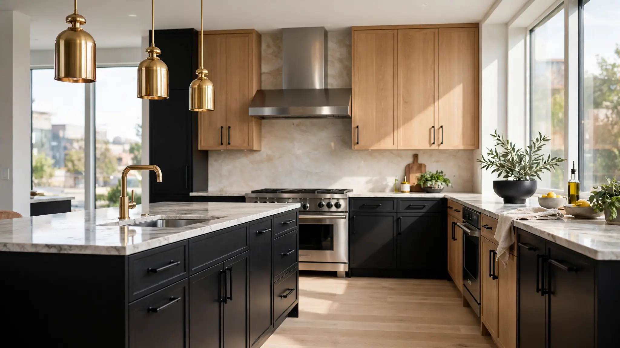 two tone kitchen hardware lighting