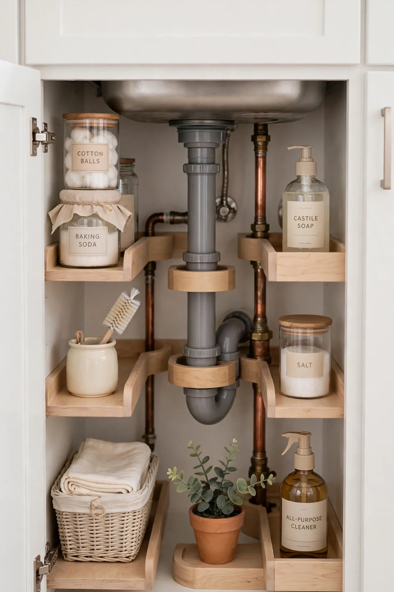 Pipe-Hugging Shelves