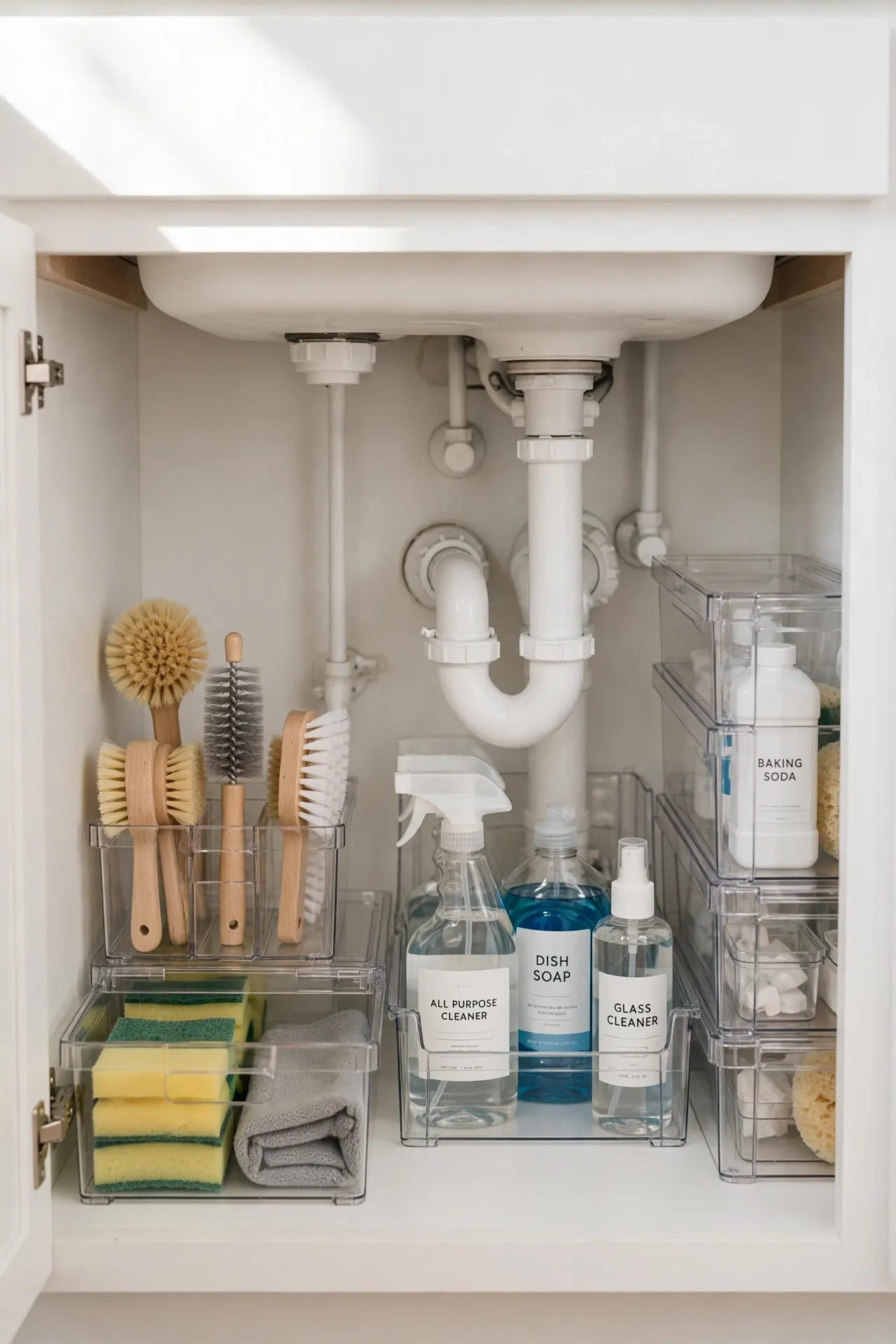 Stackable Bins for under sink kitchen organization ideas