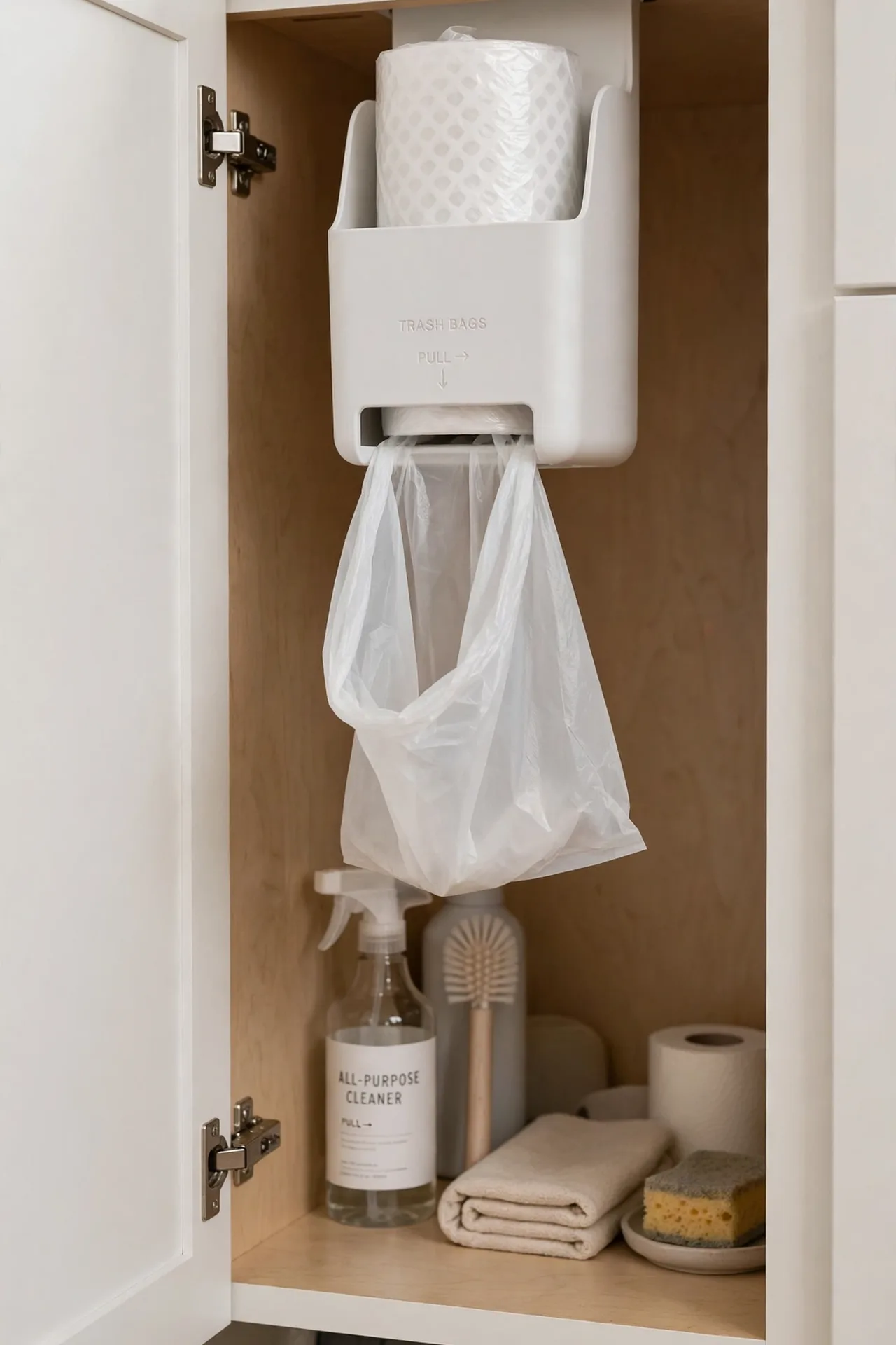 Trash Bag Dispenser for under sink kitchen organization ideas