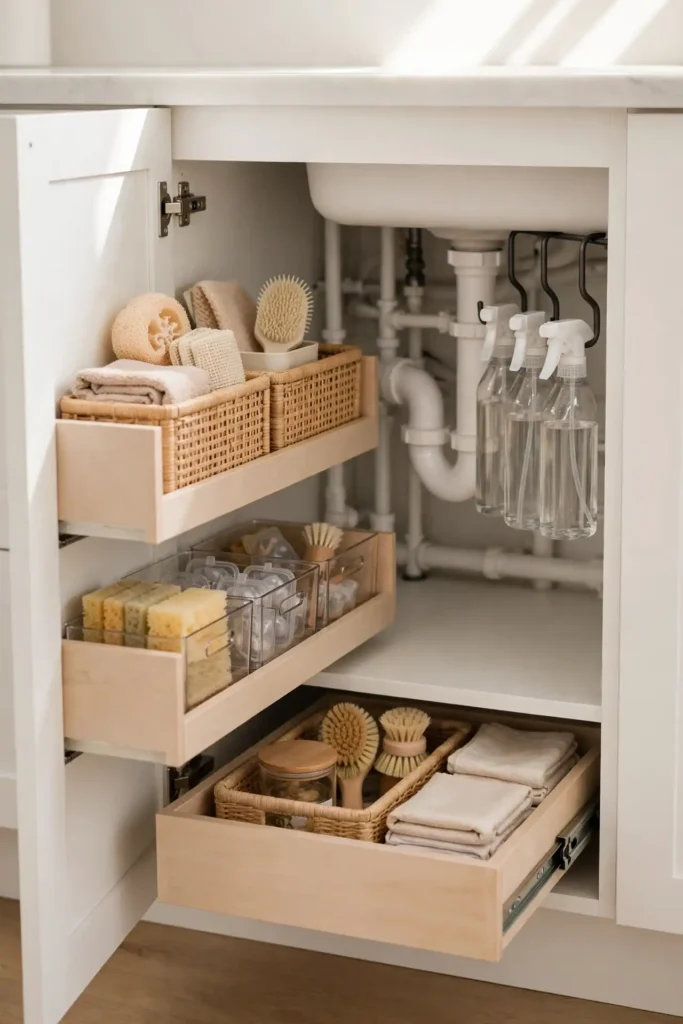 Charming under sink storage