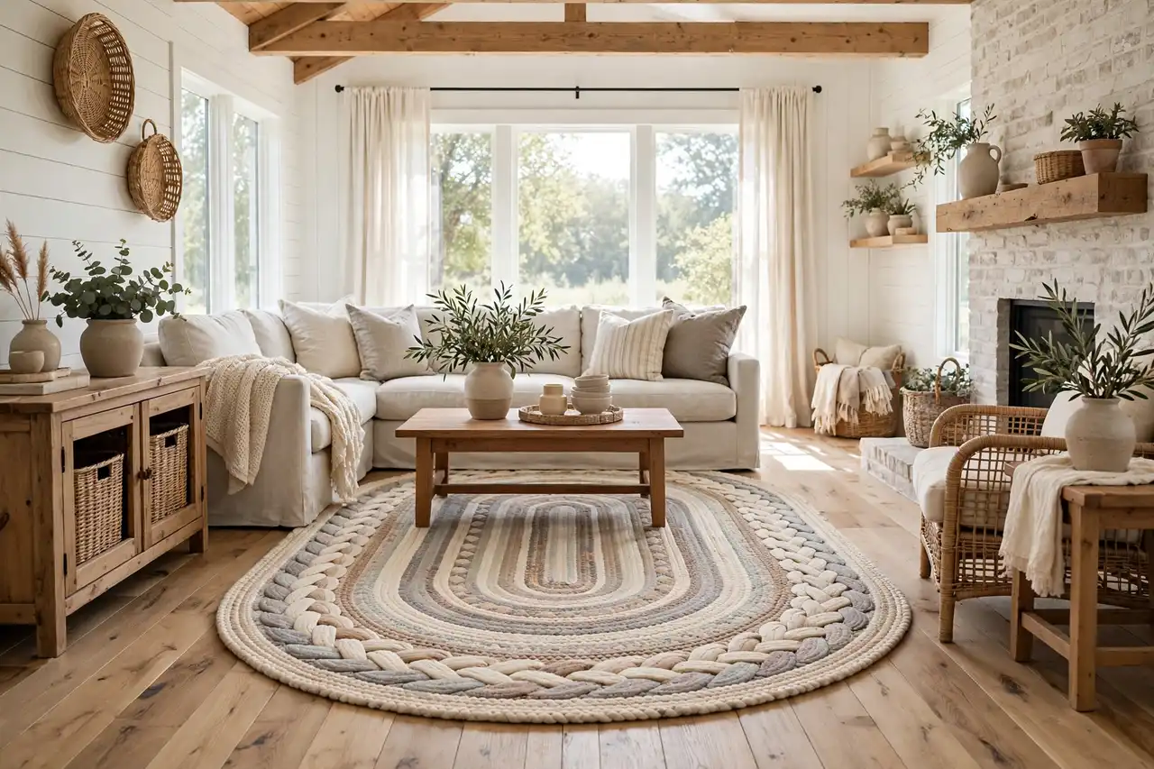 vintage braided rug decorating ideas