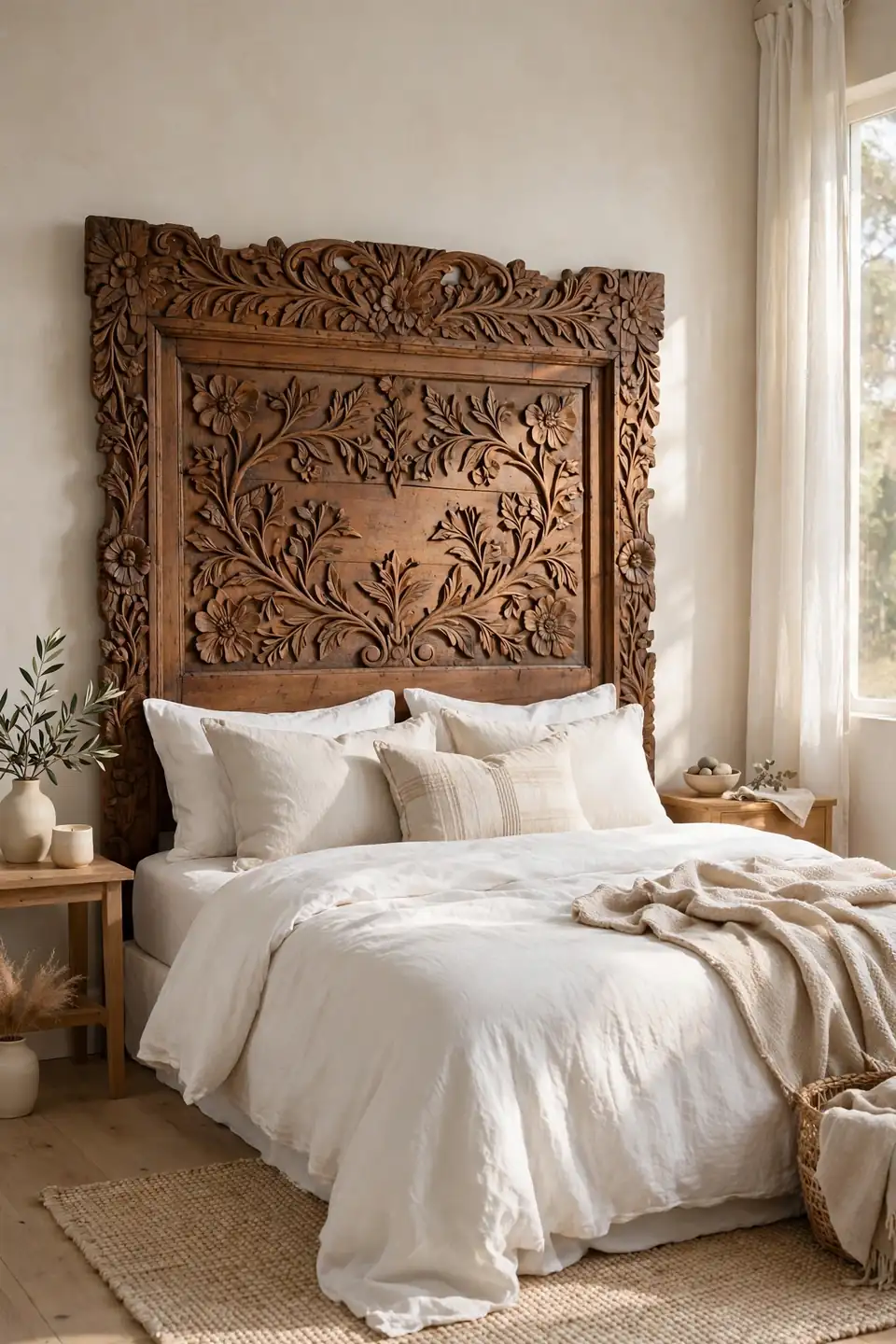 Carved Wood Headboard