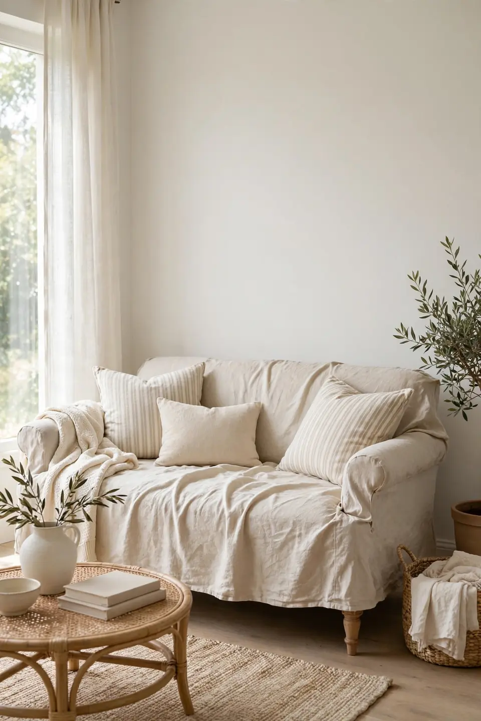 Linen Slipcovered Settee