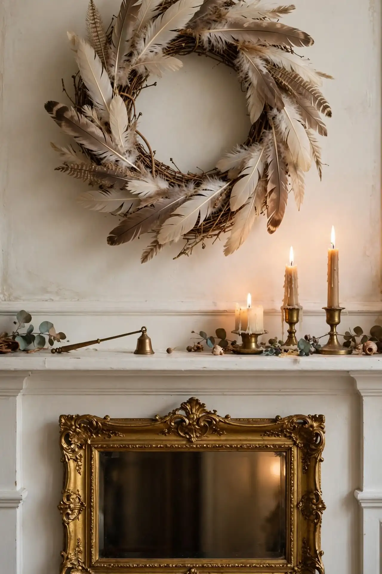 Feather wreath charm