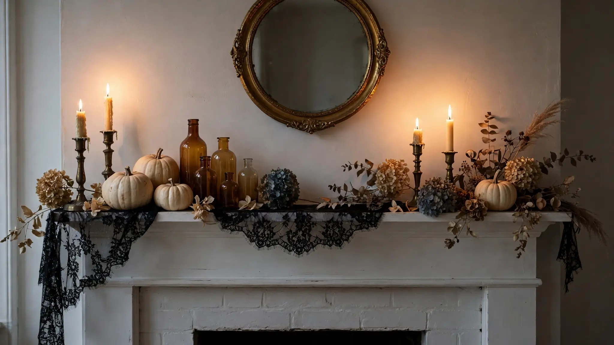vintage halloween mantel decorating ideas