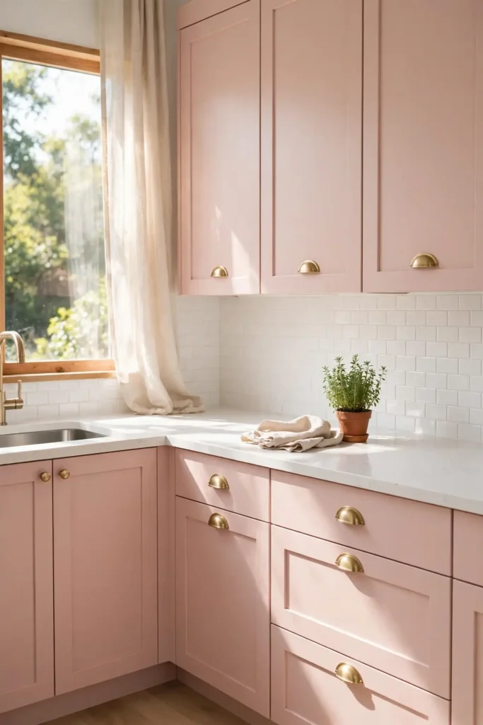 Blush Pink Shaker Cabinets