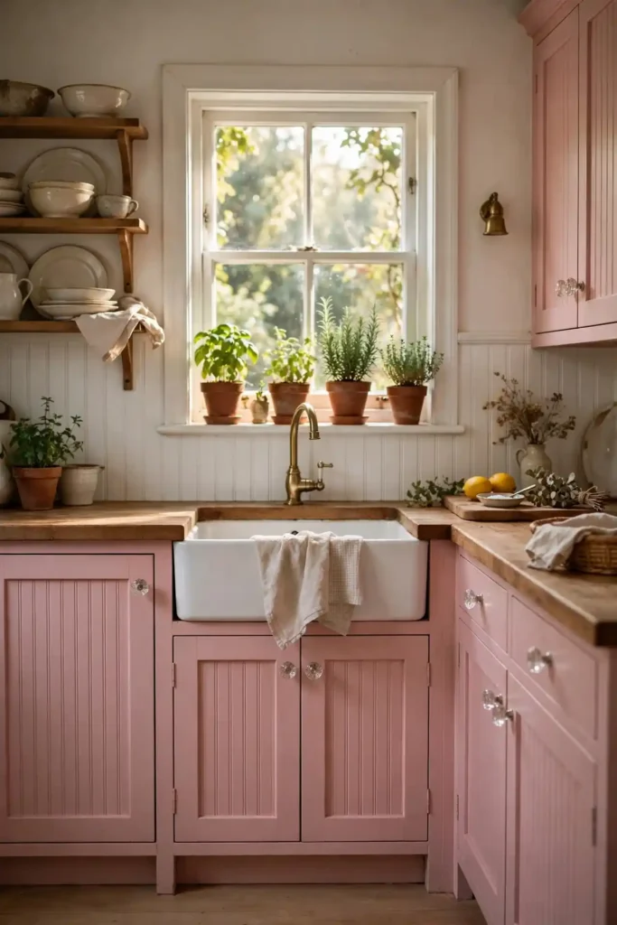 Pink Beadboard Cabinets