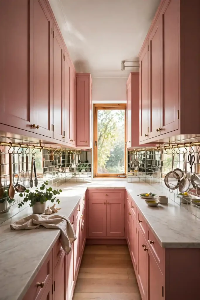 Rosewater Pink Galley Kitchen