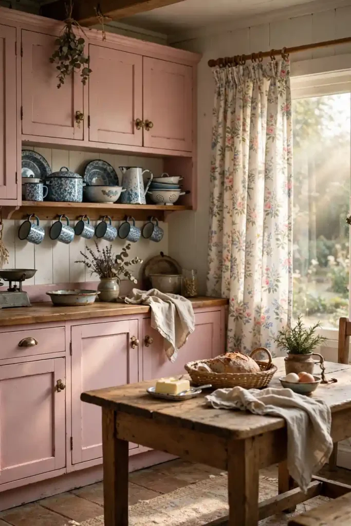 Soft Pink Cottage Cabinets