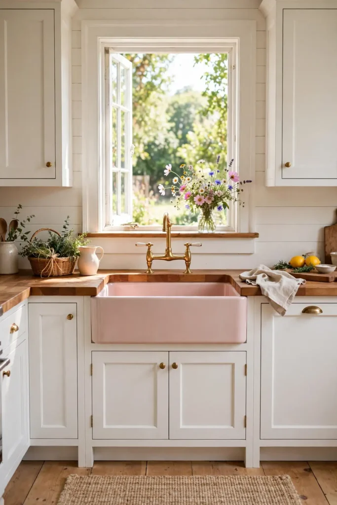 Pink Farmhouse Sink