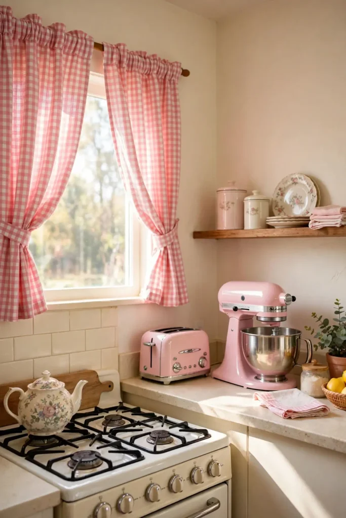 Sweet vintage pink kitchen decor ideas