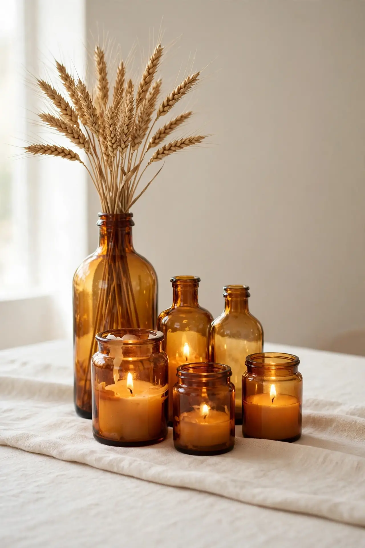 Amber Glass Centerpiece