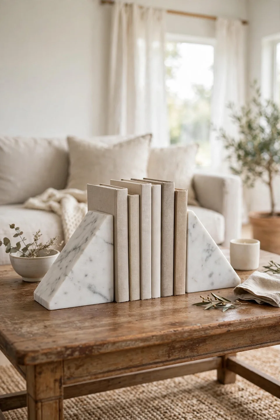 Marble Bookends Pair