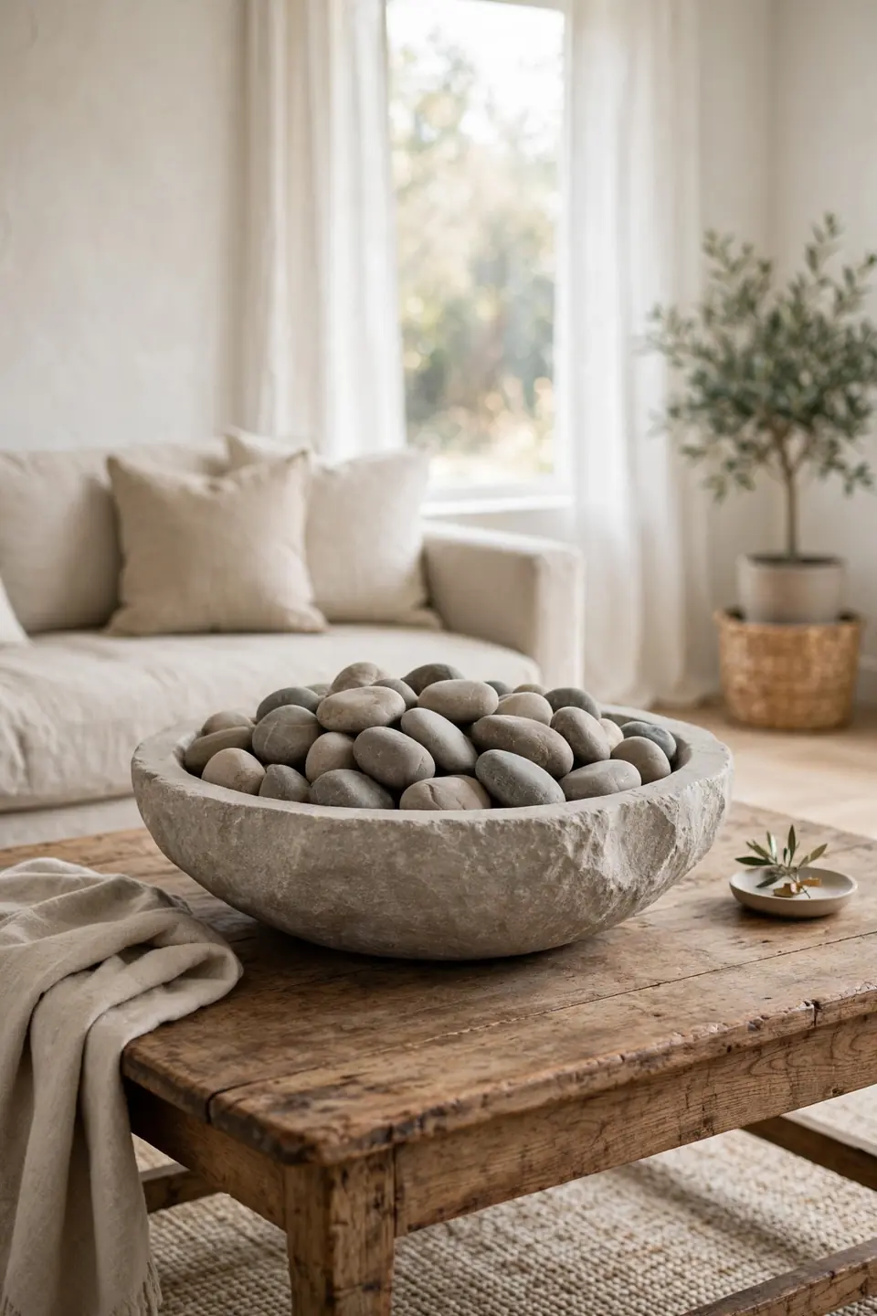 Stone Bowl Centerpiece