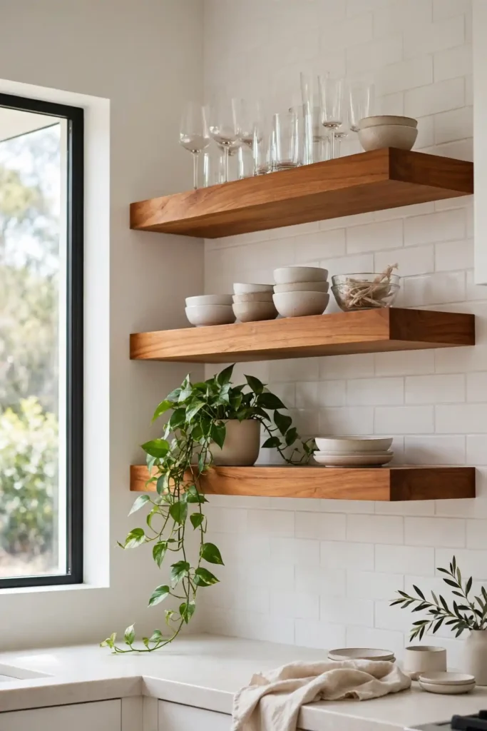 Teak Floating Shelves