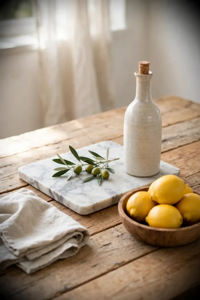 Warm Wood Countertop Styling