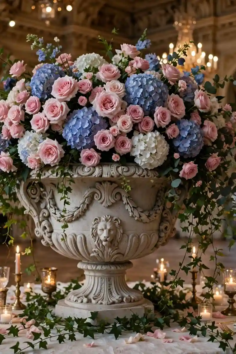 Grand Floral Urns